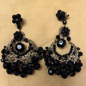Black and gold chandelier earrings